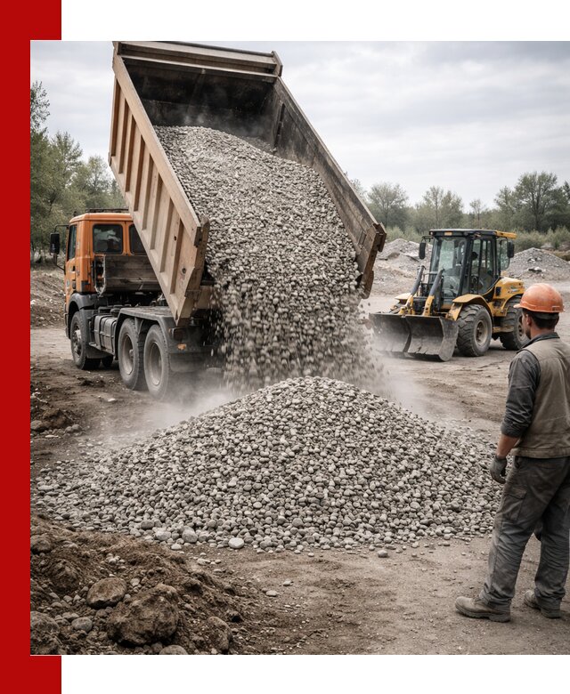 Доставка щебня в чайковском крупными и мелкими фракциями