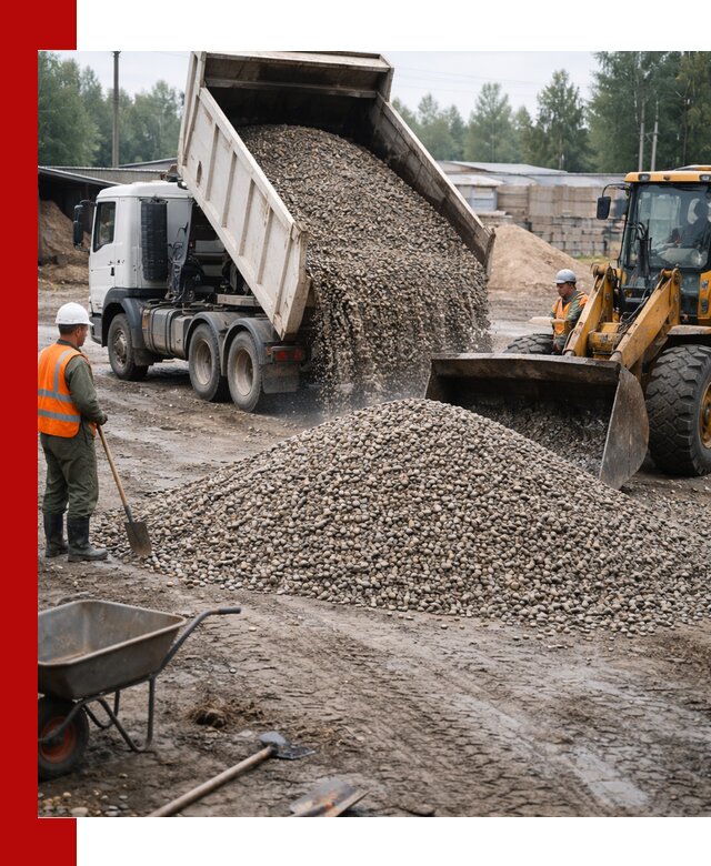 Мытый гравий с доставкой в чайковском от карьера до участка