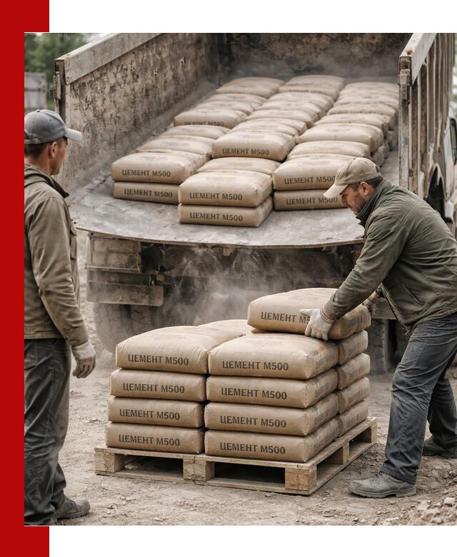 Цемент М500 с доставкой самосвалом в чайковском