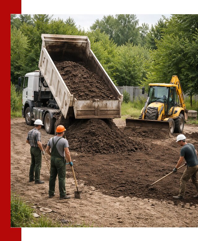 Доставка и укладка грунта для выравнивания участка в чайковском