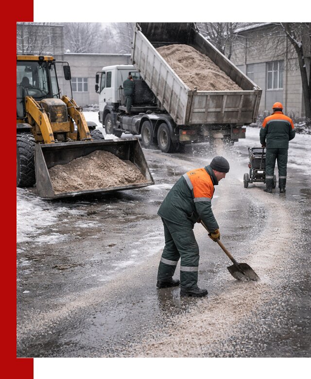 Реагент против гололеда с доставкой и нанесением в чайковском