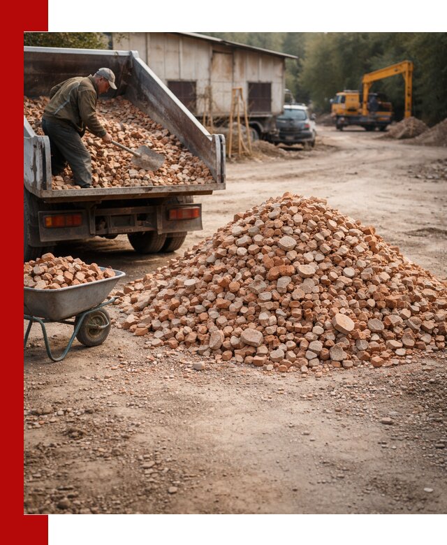 Доставка и подушка из боя кирпича с разгрузкой в чайковском