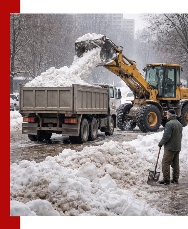 Вывоз снега грузовой техникой в чайковском оперативно и чисто