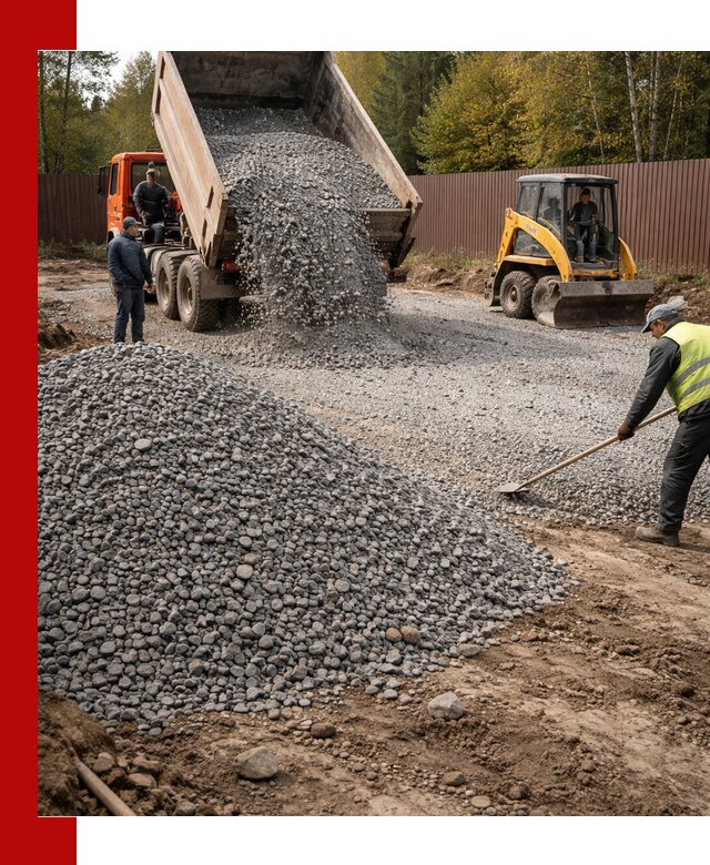 Отсыпка участка щебнем с доставкой и уплотнением в чайковском